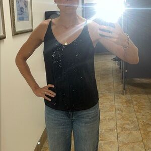 Banana Republic Black Sequin Camisole with adjustable straps